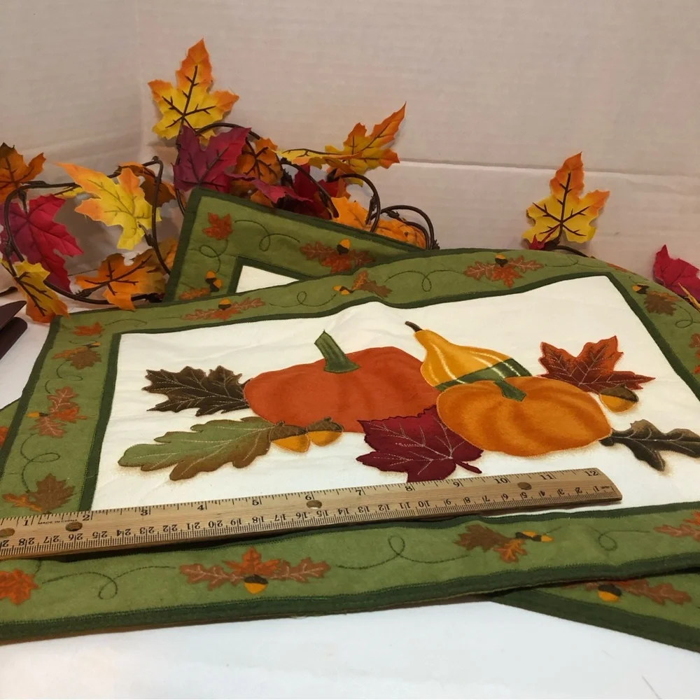 Set Of 2 Fall Target Harvest Table Placemats Fall Leaves Pumpkins Squash